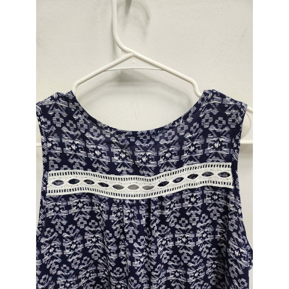 Papermoon Stitch Fix Womens Top Size Large Petite Blue Printed Sleeveless BOHO - Picture 7 of 7